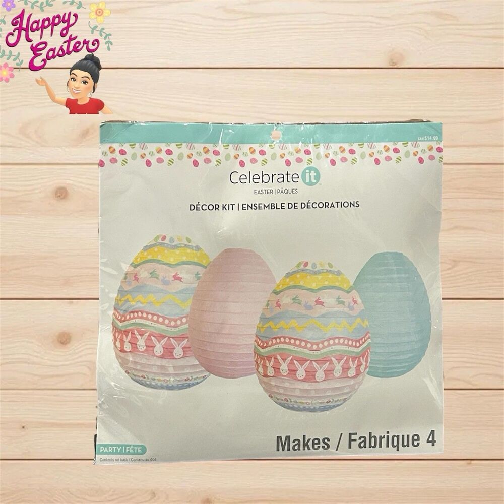 Celebrate It Pastel Easter Egg Hanging Paper Lanterns - 4 Pc.